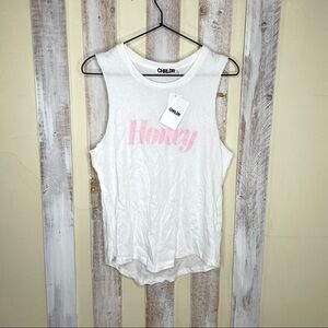 NWT CHRLDR Honey White and Pink Muscle Tank Top S